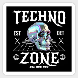 TECHNO - Techno Zone Skull (White) Sticker